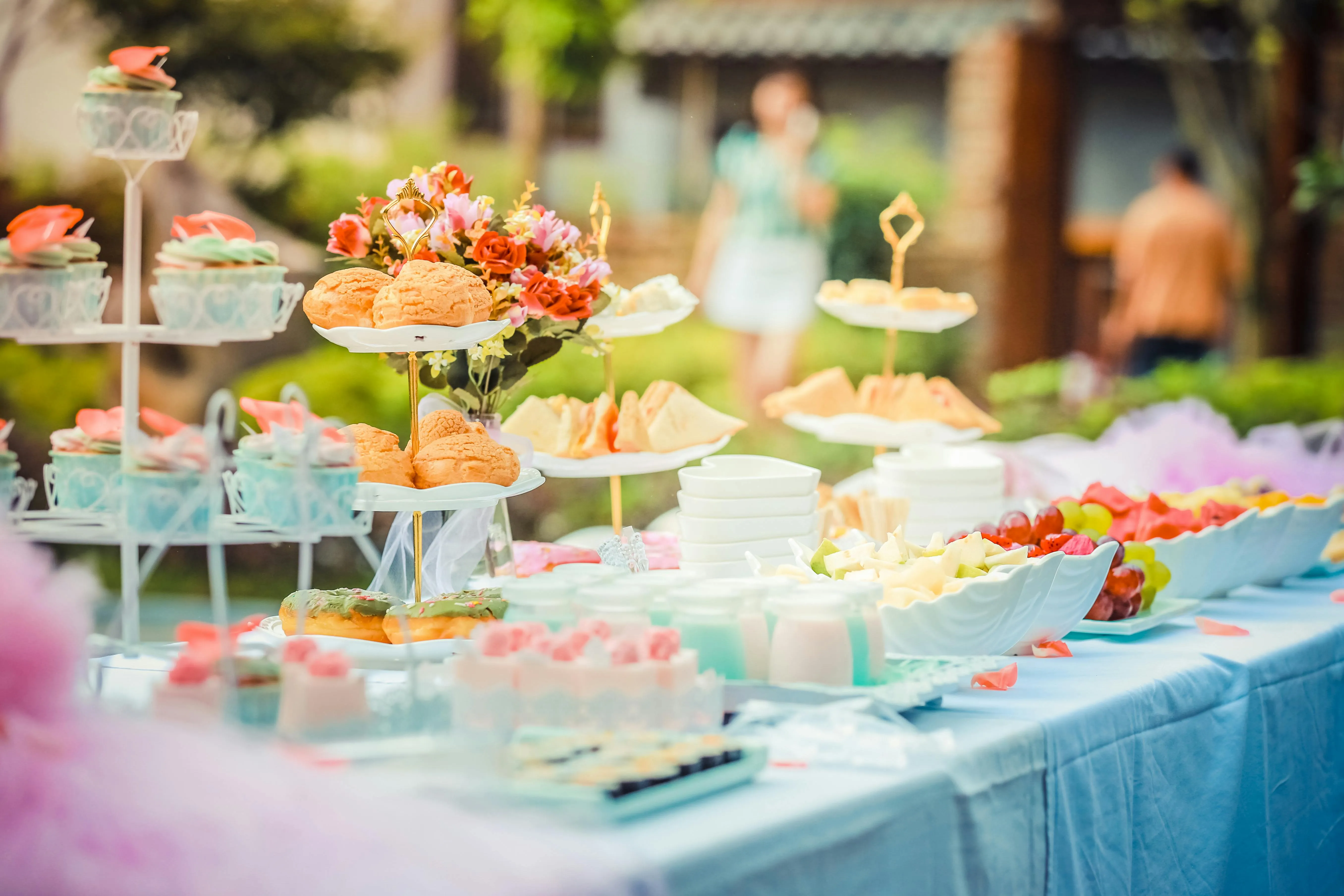 Birthday party with balloons and cake